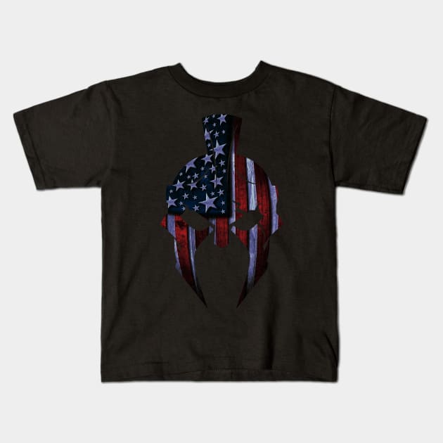 Patriotic American Spartan Kids T-Shirt by Velvet Love Design 